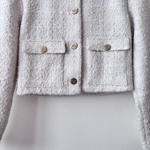 Abercrombie & Fitch Collarless Cropped Tweed Jacket - Picture 6 of 8